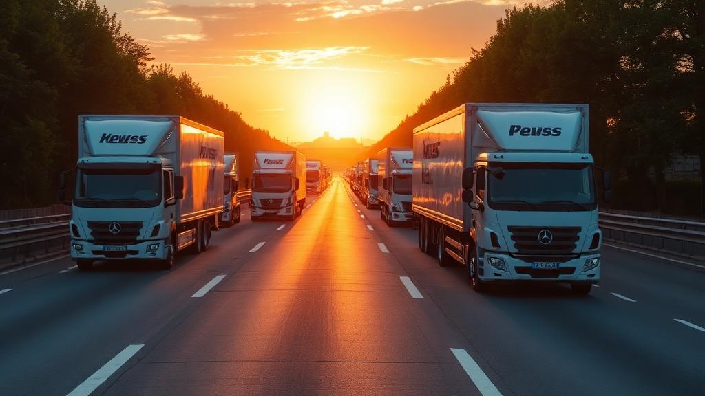 Flotte de camions de livraison sur autoroute